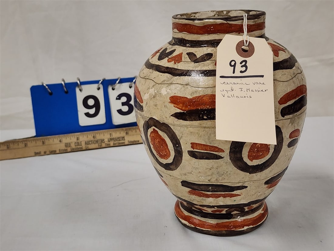 Ceramic Vase Sgnd J. Massier Vallauris 8 1/2" X 6 1/2" (1 of 6)
