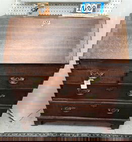 C1820 English Oak Slant Front Desk 42 3/4" H X 39" W X 20 1/2" D
