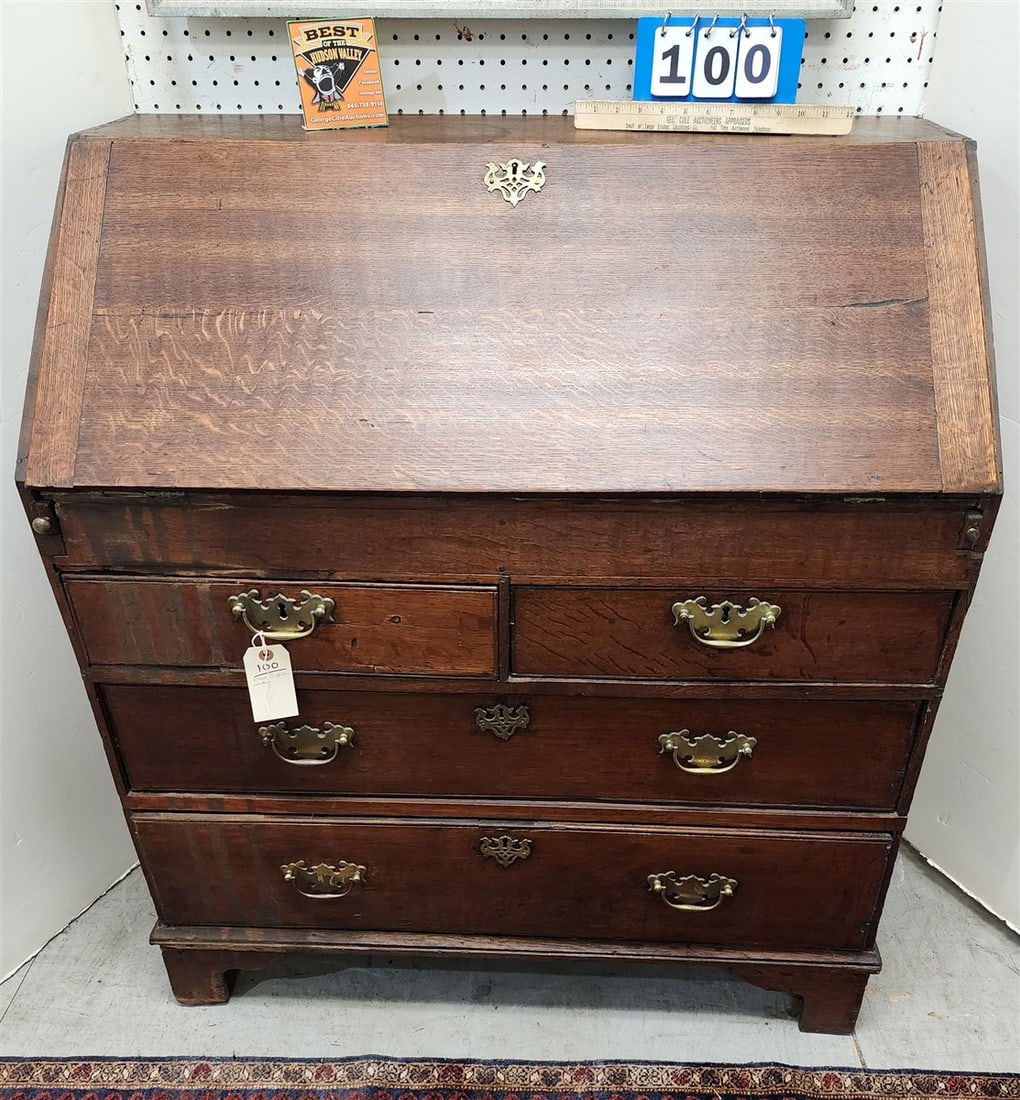 C1820 English Oak Slant Front Desk 42 3/4" H X 39" W X 20 1/2" D: C1820 English Oak Slant Front Desk 42 3/4" H X 39" W X 20 1/2" D