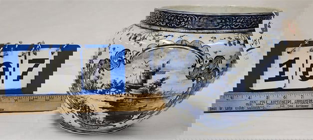 Royal Bonn "Delft" Jardenier 6 1/2" H X 8 1/2" Diam.