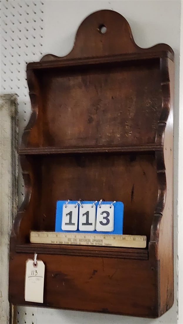 Prim. Wooden Wall Mounted Spoon Rack w/Lift Top Compartment 29" H X 15" W X 6" D (1 of 2)