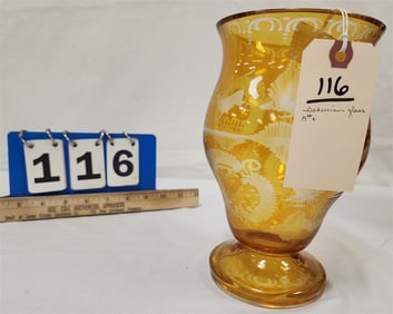 19th C Bohemian Glass Vase 8 1/2" H X 5" Diam.