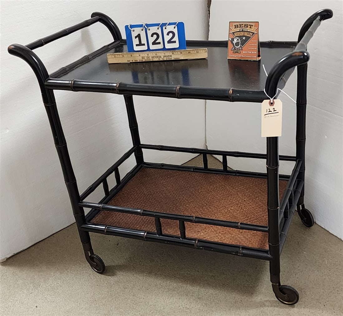 Faux Bamboo Tea Cart  30 1/2" X 32 1/2" W X 18" D (1 of 3)