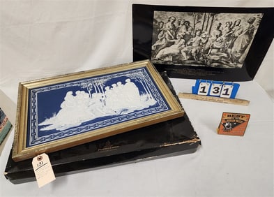 Framed Villeroy + Boch Phanolith Plaque "Parnass" Mettlach, Germany Lmt. Ed. #1377