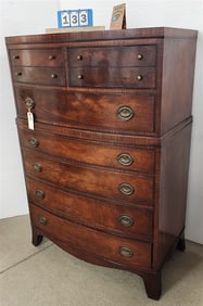 Hepplewhite Style Mahog 9 Drawer Chest 53 1/4" X 35 1/2" W X 20 1/4" D