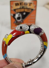 Belle Etoile Sterl. + Enamel Toucan Bangle