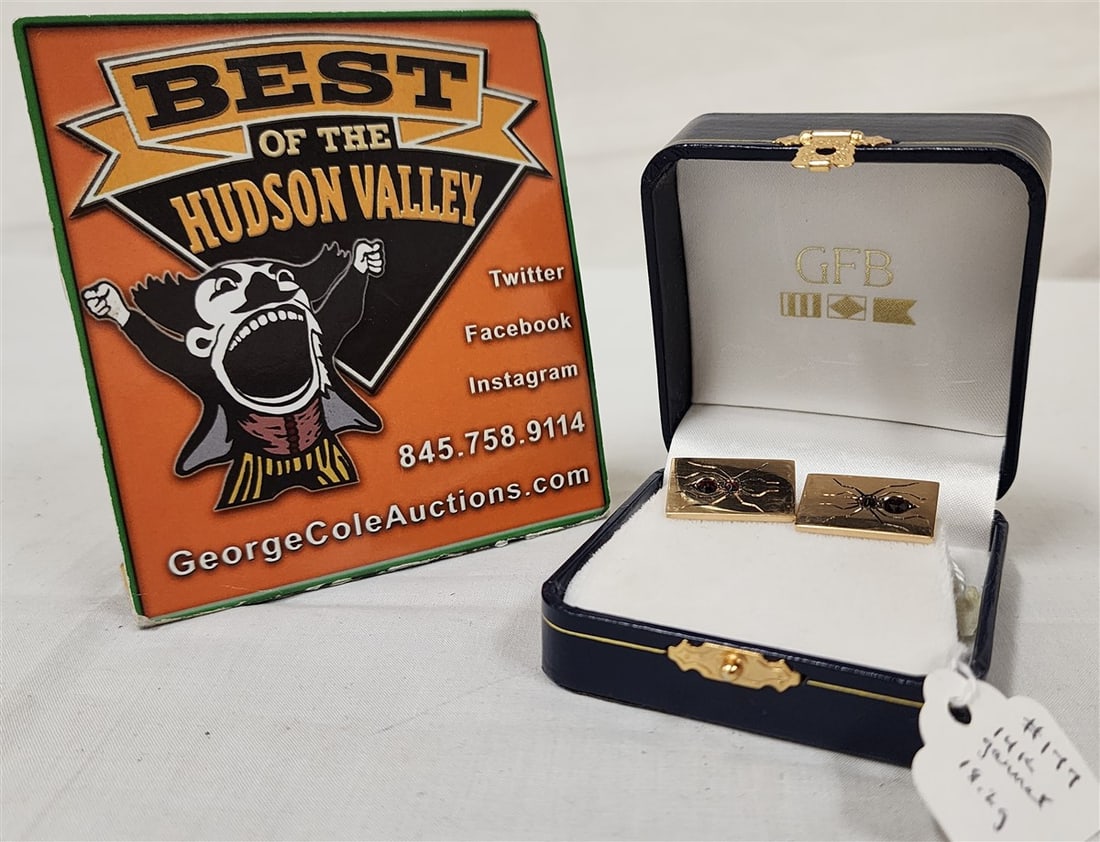 Pr. 14K + Garnet Cuff Links 18.2g (1 of 4)