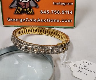 14K Bracelet w/Flat Diamonds 28.4g