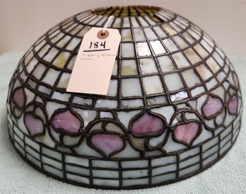 Tiffany Studios Leaded Glass Acorn Shade - Missing Top Metal Rim + 2 - 1" X 1 /2" Glass Pcs. On Top
