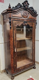 Napoleon III Rosewood + Burl Walnut 1 Door Cabinet 7'9" H X 4'1" W X 22 1/2" D