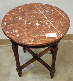 Walnut Base Marble Top Stand