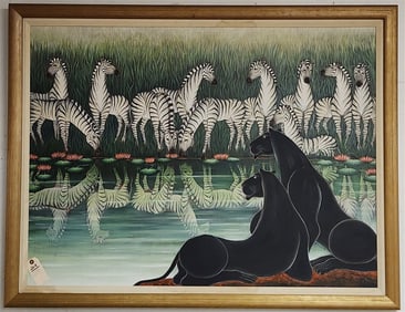Framed O/C "Moon Sonota" Sgnd G. Novoa (Gustavo) 36" X 48" w/Frame 41 1/4" X 53 1/2"