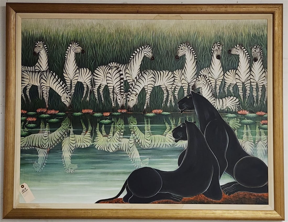 Framed O/C "Moon Sonota" Sgnd G. Novoa (Gustavo) 36" X 48" w/Frame 41 1/4" X 53 1/2" (1 of 7)