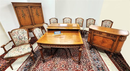 Johnson - Handley - Johnson Co. Grand Rapids 12 Pc. Walnut Dining Set - Table 44" W X 68" W w/3