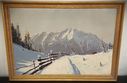 Framed O/C Winter Lanscape Sgnd Tony Haller 27 1/2" X 39 1/2" w/Frame 32" X 44"