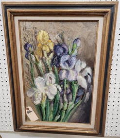 Framed O/C "Iris" Sgnd Marcelle Horace 21 1/2" X 15 w/Frame 28" X 31"