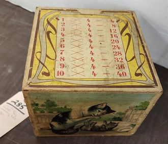 Antique Toy Wooden + Chromolithograph Nesting Bxs 14 Pc. 5" H X 6" Sq.