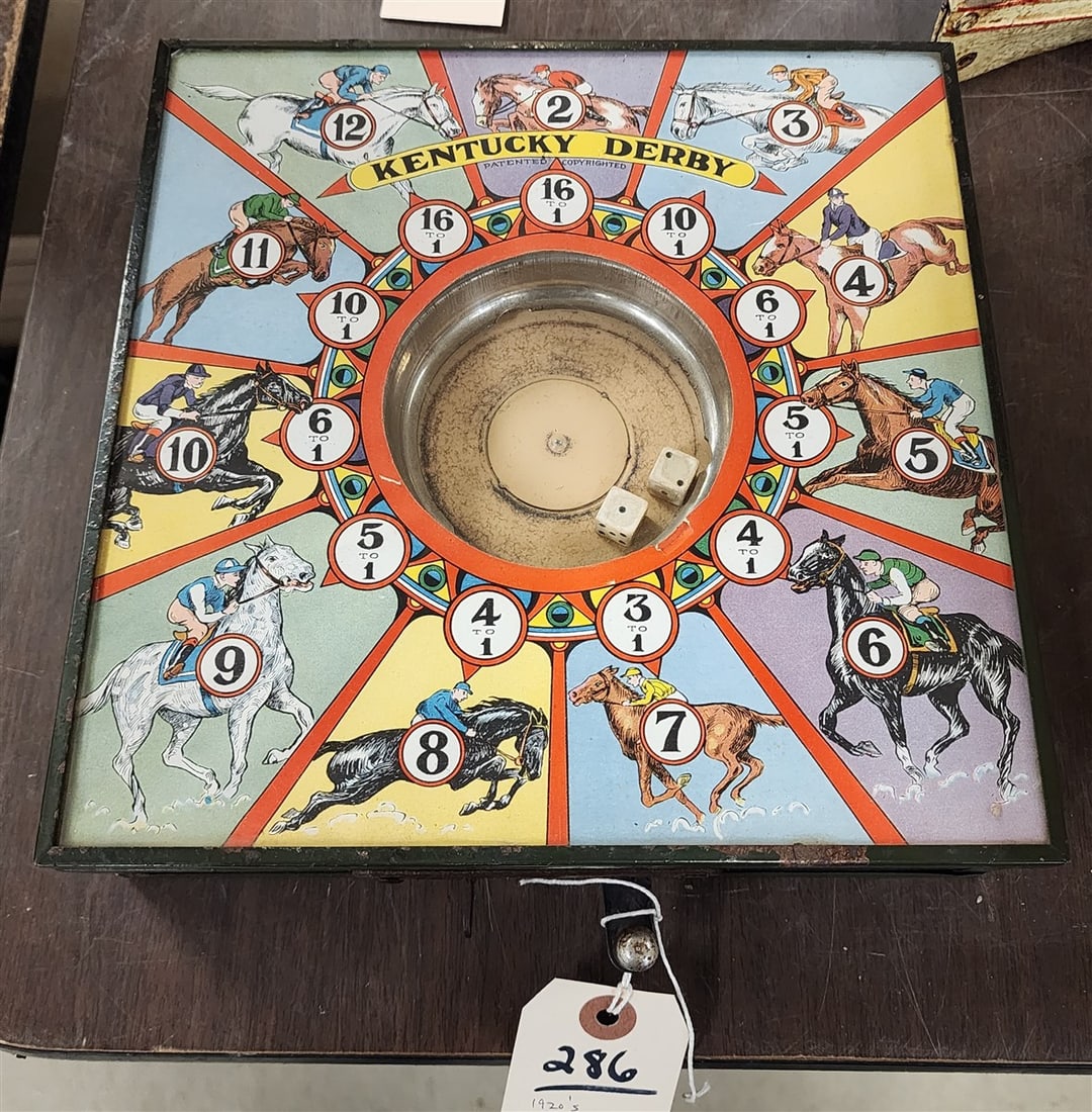 Vintage 1920's Kentucky Derby Mechanical Dice Game (1 of 4)
