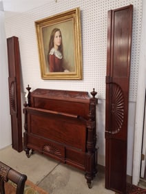Carved Mahog Single Bed 4' H X 4' W