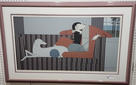 framed serigraph print "interlude'pencil sgnd Will Barnet 1982 21.5"x39" w/frame 30.50"x4' 204/250