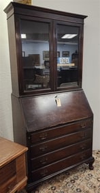 Mahog. Slant Front Secretary Desk 6'6" H X 38" W X 19 1/2" D