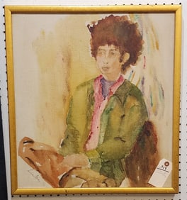 Framed O/C Bob Dylan Sgnd Lillian Gray 1972 22" X 20" w/Frame 23 1/2" X 21 1/2"