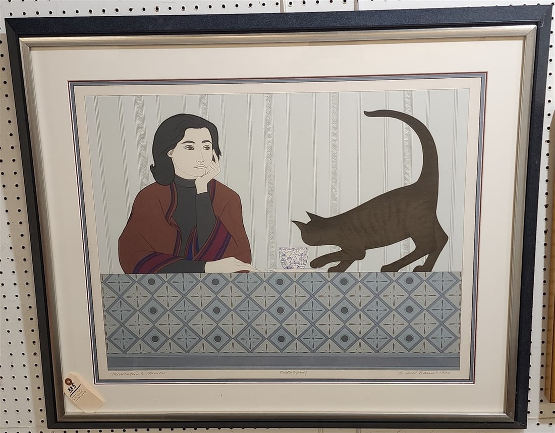 Framed Litho "Meditation + Minou" Pencil Sgnd Will Barnet Printers Proof 1980 23 1/2" X 29 1/2": Framed Litho "Meditation + Minou" Pencil Sgnd Will Barnet Printers Proof 1980 23 1/2" X 29 1/2" w/Frame 33" X 39"