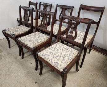 Set 5 Cochran Chair Co. Lyre Back Mahog Chairs + 2 Others