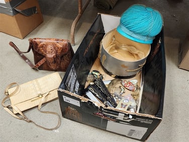 Bx 2 Alligator Bags, 70's Hat Etc.
