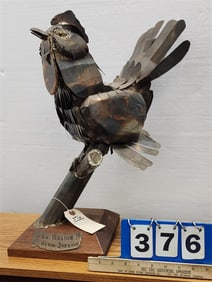 Tole Sulpture Of A Rooster "La Galine" Sgnd Alain Suzanne 20"