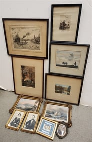 Bx Framed Items - Etching Sgnd Wall Bernhardt - Abe Lincoln, Woodcut Sgnd Hans Frank, Bartlett