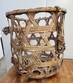 Lg. Woven Bamboo Basket 31 1/2" H X 29 1/2" Diam.