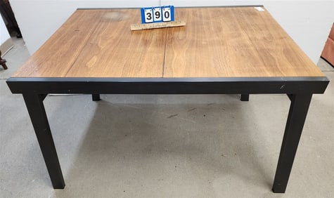 Metal Base wooden Top Table 29 1/2" H X 3' W X 4' L