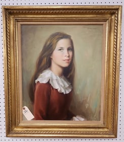 Framed O/C Portrait Of A Girl Sgnd Tarina O'Bourke 24" X 20" w/Frame 32" X 28"