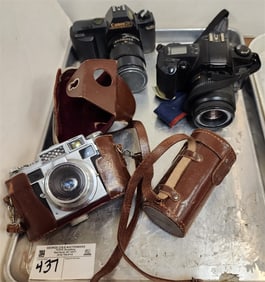 Tray 3 Cameras - Leidolf Wetzlar w/Lense + Canon EOS Rebel G, Canon T50