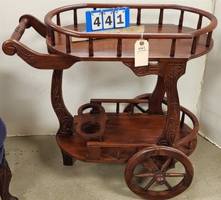 Mahog Barcart 29 1/2" H X 32" W X 14 1/4" D