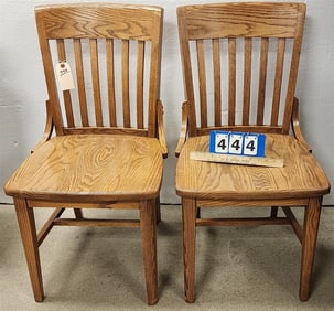 Pr. Oak Chairs 35" H X 18 1/2" W X 16" D