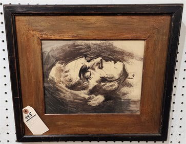 Framed W/C Pastel - Lincoln Death Portrait 8 1/2" X 11" w/Frame 15" X 18"