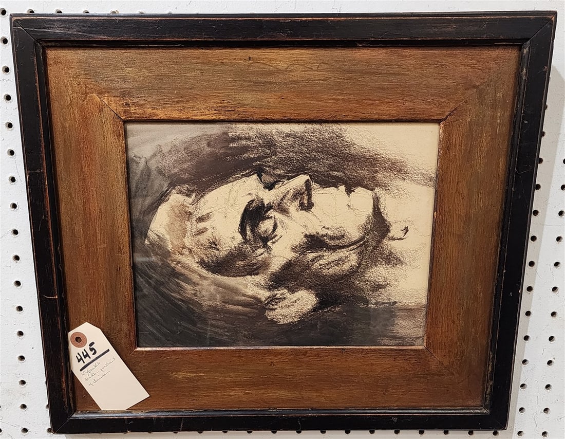 Framed W/C Pastel - Lincoln Death Portrait 8 1/2" X 11" w/Frame 15" X 18": Framed W/C Pastel - Lincoln Death Portrait 8 1/2" X 11" w/Frame 15" X 18"
