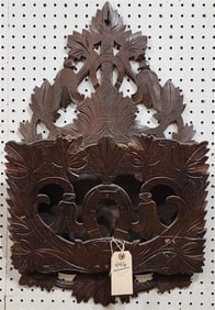 Vict. Walnut Wall Pocket 29" H X 17" W