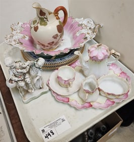Tray Porcelain - Pr. Hand Enameled Berlin Royal Factory 9 1/2" Diam., Bowl 3" H X 13" W X 9" D, Mini