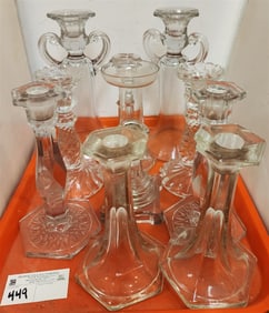 Tray 10 Crystal + Glass Candlesticks