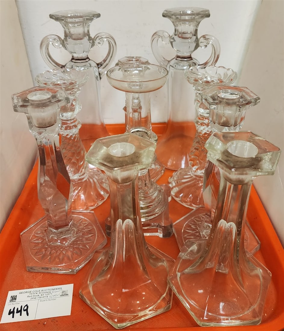 Tray 10 Crystal + Glass Candlesticks: Tray 10 Crystal + Glass Candlesticks