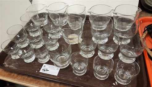 Tray 17 Crystal Glasses + 6 Wine Glass Rinsers