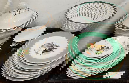 Tray 19th C Porcelain - Covered Compote 9 1/2" H X 9" Diam., Reticulated Compote 7 1/2" H X 9"
