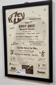 Framed KZEV Poster Tribute XI Buddy Holiday 1989 17" X 11" w/Frame 19" X 13"