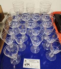 Tray 20 Hand Blown Crystal Stemware - They Sing!