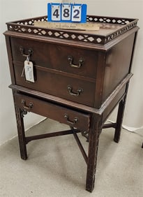 Mahog Fall Front, 1 Drawer Stand 32 1/2" H X 19" Sq.