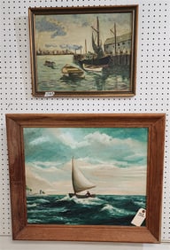 Lot 2 O/C Seascapes 20" X 24" w/Frame 24 1/2" X 28 1/2" + 13 1/2" X 17 1/2" w/Frame 15 1/2" X 19