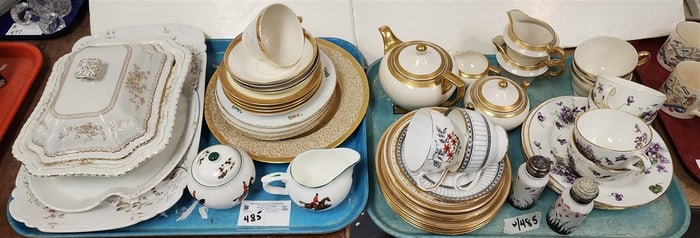 Tray China - Wedgewood Covered Veg., Limoges Tray, German Platter, Dishes Incl.Cauldron England